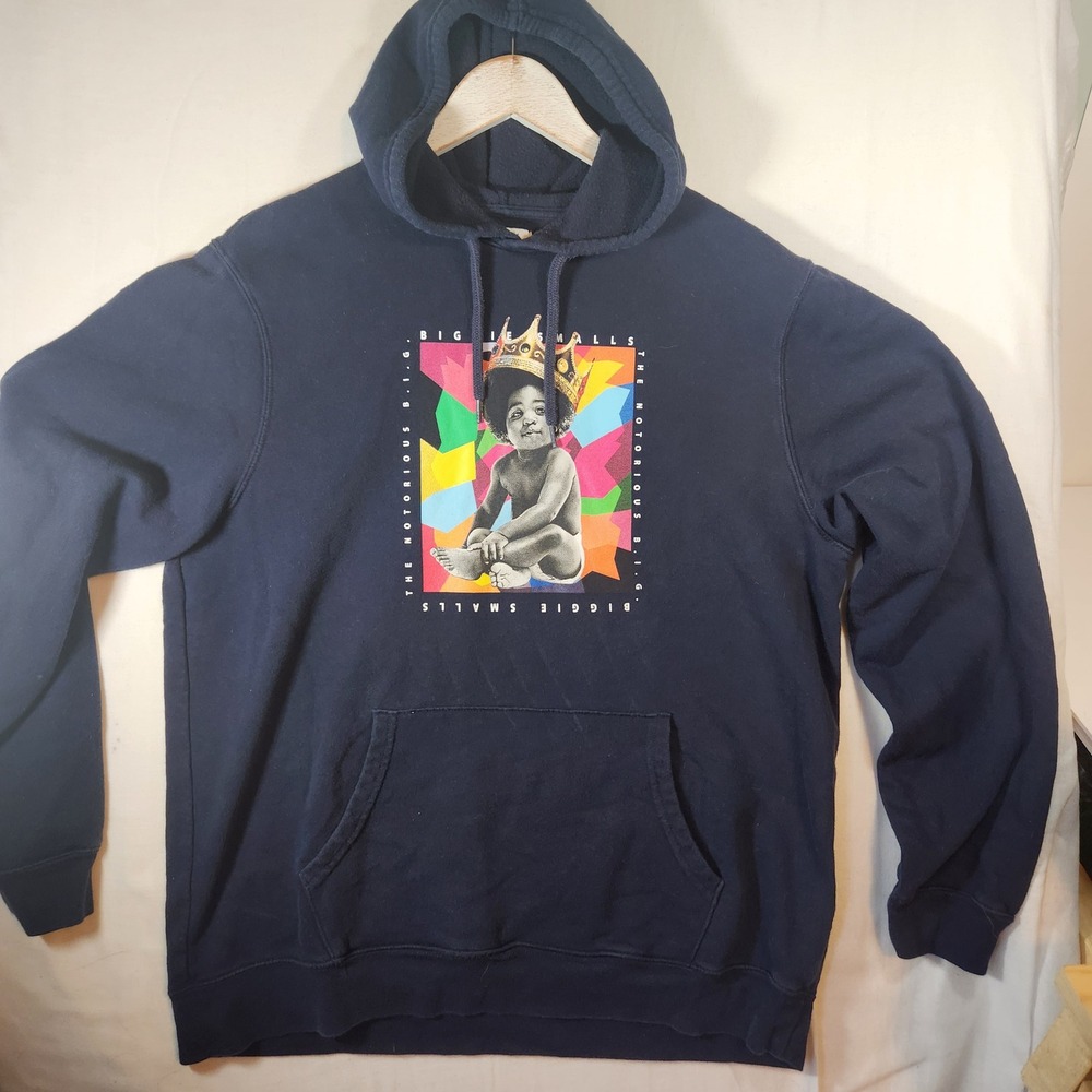 Old Navy Notorious BIG Biggie Smalls Graphic Hoodie Navy Blue Mens XL Sweatshirt